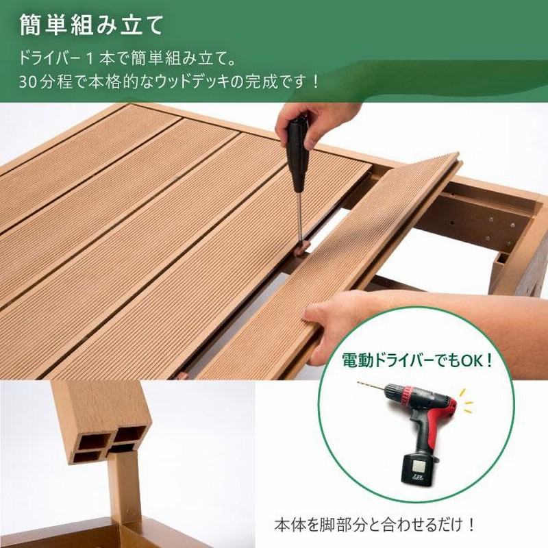 ウッドデッキ 8点セット 2坪 樹脂 縁側 庭 縁台 人工木 デッキセット diy おしゃれ ガーデンデッキ ガーデンベンチ ステージ ウッドパネル  頑丈 屋外 木目 HP-S8 | LINEショッピング