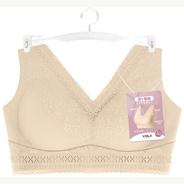 柔潤V領蕾絲內衣-膚L