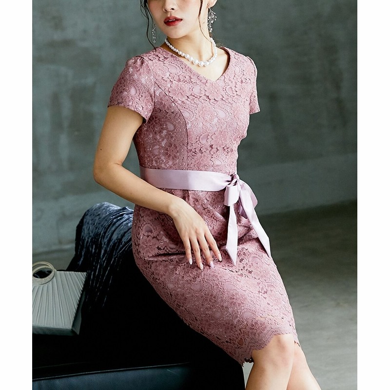 Vネック総レースタイトキャバドレス ミニドレス Sサイズ Mサイズ Lサイズ ネイビー ピンク 通販 Lineポイント最大1 0 Get Lineショッピング