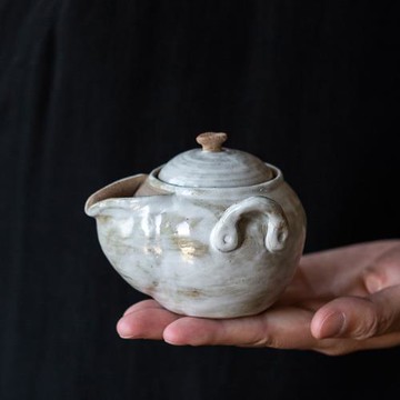 碌心  復古粗陶茶壺手工刷釉泡茶壺家用辦公手抓壺功夫茶具大度壺