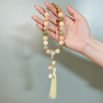 原生態白玉菩提手持女菩提根手串盤玩文玩佛珠念珠男流蘇配飾手鏈