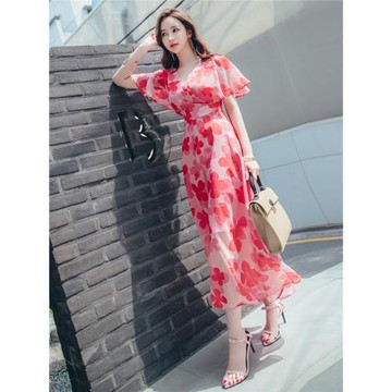 波西米亞連衣裙女2025新款夏天顯瘦雪紡長裙氣質海邊度假沙灘裙子