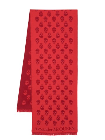 Alexander McQueen - skull-print wool scarf - women - Wool - One Size - Red