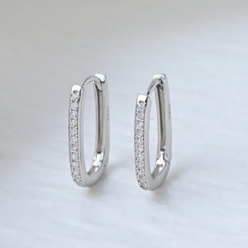 【高級感鑲鑽】S925純銀耳環 幾何耳飾 方形耳釘 鋯石耳環 歐美個性 ins風 防過敏 百搭時尚 送禮佳品