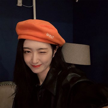 貝雷帽女韓版ins潮秋冬日系甜美可愛畫家帽子字母街頭學生蓓蕾帽1入