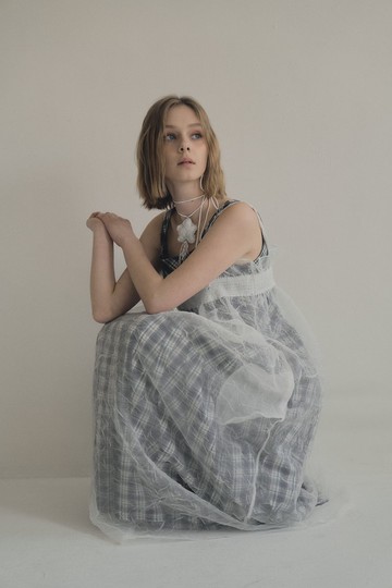 check sleeveless dress 日本棉斜紋格紋洋裝