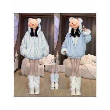 (免運)可愛雙面穿藍色棉服女款冬季小個子奶系新款棉衣獨特超好看外套潮