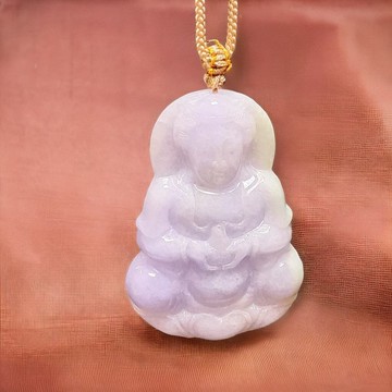 紫羅蘭翡翠寶瓶觀音菩薩項鍊 | 天然緬甸玉翡翠A貨 | 送禮