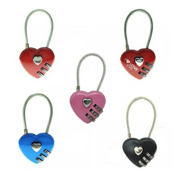 [Hare.D]愛心鋼絲密碼鎖 3碼 防盜鎖 安全鎖 衣櫃鎖 置物櫃鎖 行李箱鎖 鎖頭 防盜防竊 造型鎖