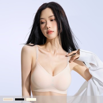 無痕無鋼圈【B~E罩杯】山茶花香氛內裡 微加厚 細肩帶百搭內衣7535