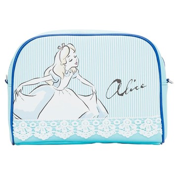 Alice in Wonderland 蕾絲少女風方型化妝包  24 x 18 x 9cm  愛麗絲 藍色