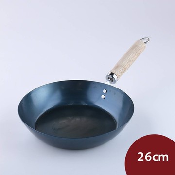 京都活具 木柄平底鐵鍋 26cm 日本製 平底鍋 煎鍋 (電磁爐 IH爐可用) [美學生活]