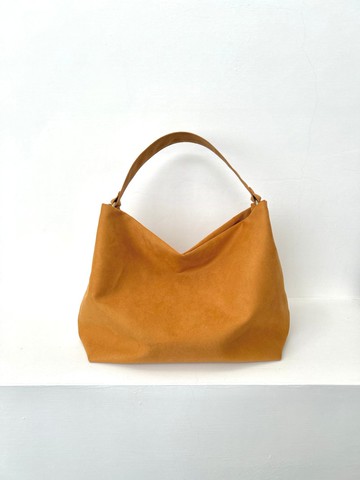 【新品】高質感麂皮絨布 / 極簡優雅Hobo包 駝色 手提包