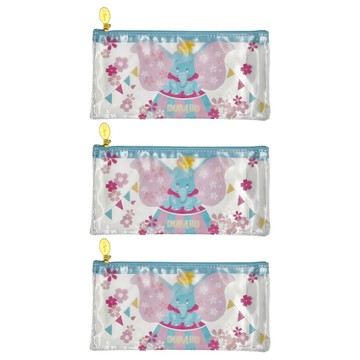 DUMBO 小飛象 櫻花透明文件收納袋 塑膠PP材質  3個