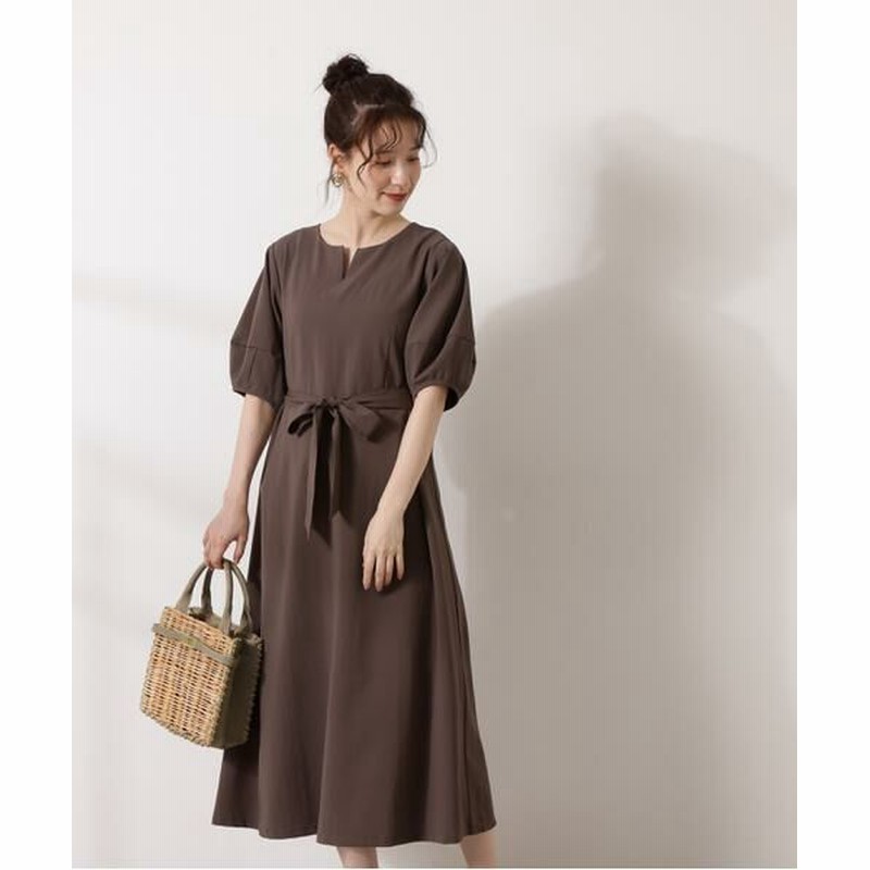 N Natural Beauty Basic エヌ ナチュラルビューティーベーシック カフタンボリュームスリーブワンピース ブラウン ｍ 通販 Lineポイント最大1 0 Get Lineショッピング