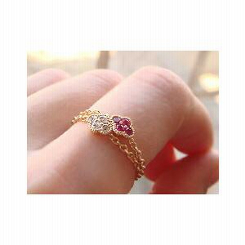 K18 ゴールド ルビー チェーンリング 「Lilla - リッラ - 」18K 18金