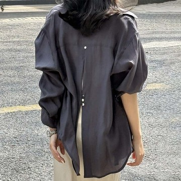 【米蘭精品】現貨+預購 防曬罩衫雪紡衫寬鬆襯衫上衣長袖T恤大碼休閒女裝-夏季新款女外套5色74ma9