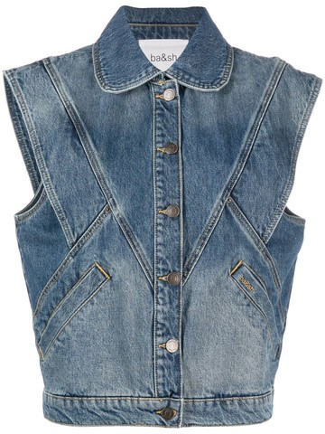 Ba&Sh - button-up denim vest - women - Cotton/Polyester/Cotton - 38 - Blue