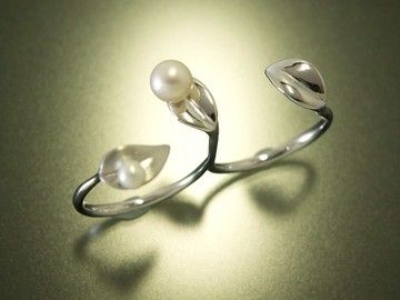 日本品質 | 雙指 NUDE 戒指 Shinba no Shizuku 銀 925 × 珍珠