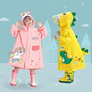 🚀臺灣-出貨🚀兒童雨衣幼稚園男女童雨披男孩小學生上學衣加厚防水帶書包位全身
