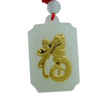 金鑲玉項鍊 和闐玉吊墜-時尚大方福字龍霸氣生日情人節禮物男女飾品73gf11【獨家進口】【米蘭精品】