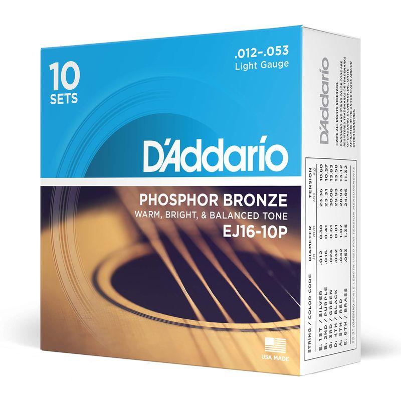 D'Addario ダダリオ アコースティックギター弦 フォスファーブロンズ Light .012-.053 EJ16-10P 10set入