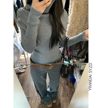 加長高個子灰色低腰微喇西裝褲女2024秋冬新款遛彎遮肉顯瘦拖地褲