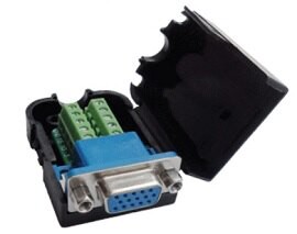 VGA15(3+6) 母 三排免焊RS232卡扣式螺桿或螺母接頭模組 / 15針 轉綠色端子台(含稅)【佑齊企業 iCmore】