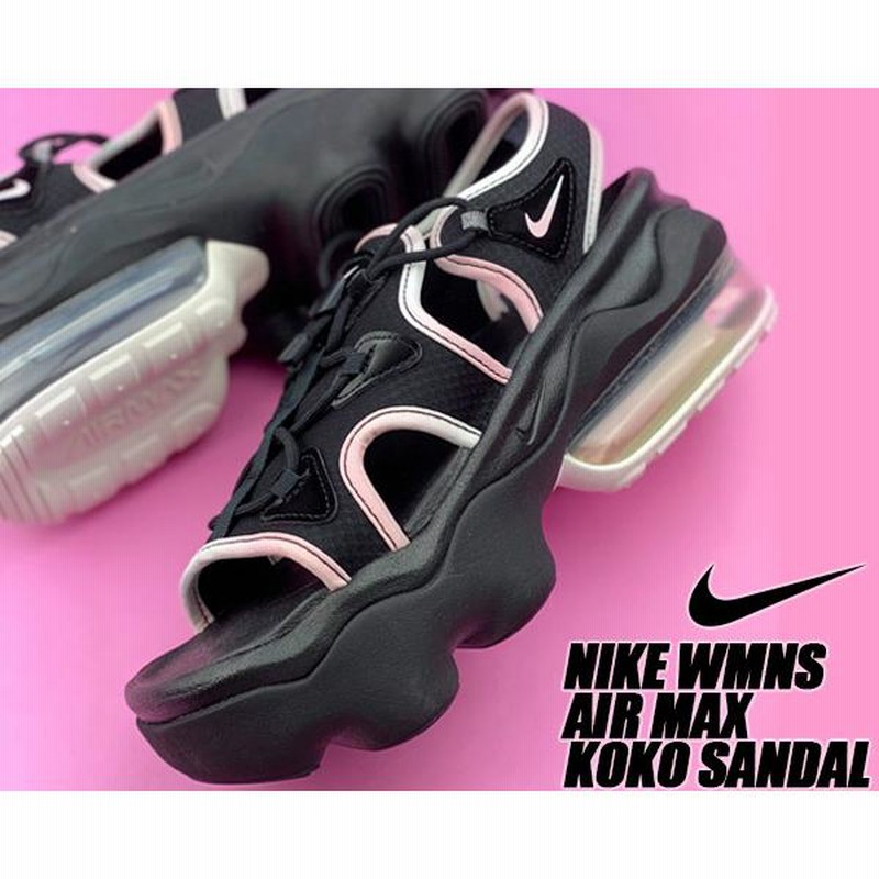NIKE WMNS AIR MAX KOKO SANDAL black/pink glaze-sail-black dm6187-010 ナイキ  ウィメンズ エアマックス ココ サンダル レディース 厚底 ブラック ピンク | LINEブランドカタログ