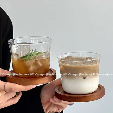 Oranges咖啡店耐高溫透明玻璃杯拿鐵杯冷萃杯冰美式咖啡杯飲品杯