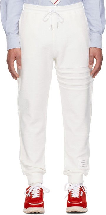 Thom Browne 白色 4-Bar Reverse Loopback 运动裤
