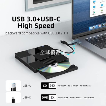 【全球優品匯】7合1外置多功能光驅usb電腦dvd播放機筆記本外接刻錄機超薄九宮格