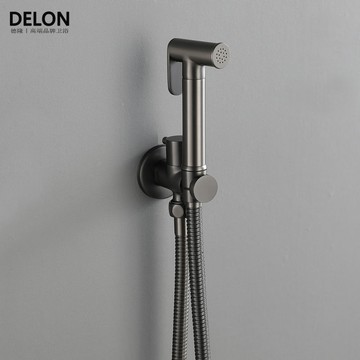 快速出貨 可開發票 槍灰馬桶噴槍伴侶衛生間沖洗器婦洗器高壓水槍噴頭全銅增壓拉絲金