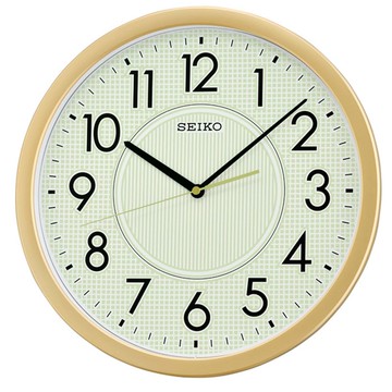SEIKO 大數字螢光滑動式秒針靜音掛鐘-金/36.1cm