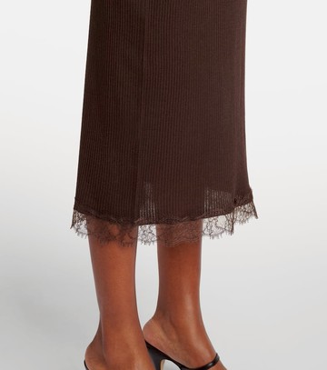 The Row Indira lace-trimmed silk-blend midi skirt