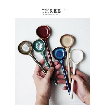 Tlife·Scale·長柄勺子創意陶瓷餐廳復古甜品勺湯勺家用 | 鱗彩