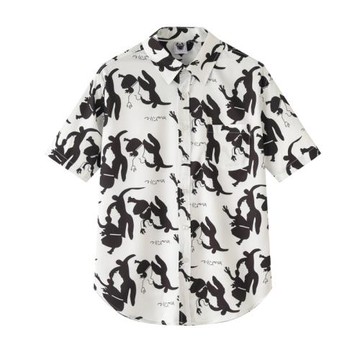 ZKEAZS男裝夏季新款時尚個性人物印花襯衫滿印潮酷男寬松百搭襯衣