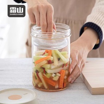 日本霜山 一夜漬單向排氣玻璃醃漬罐(附玻璃重石)-1300ml