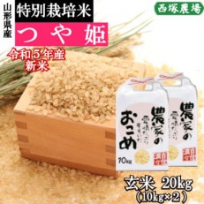 令和5年産 新米 特別栽培米つや姫 玄米 20kg 山形県産 西塚農場のお米