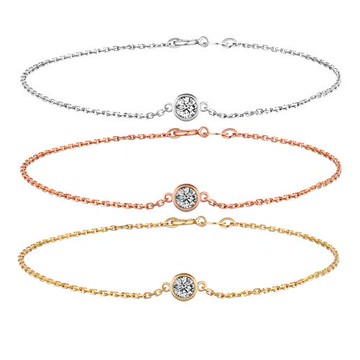 【BRILLMOND】天然鑽石手鍊 15分 18K金 歐式三色選