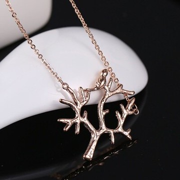 玫瑰金項鍊 小樹純銀吊墜-精緻時尚獨特品味生日情人節禮物女飾品73dw158【獨家進口】【米蘭精品】