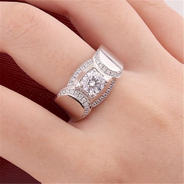 隔日到貨 爵士 戒指 2克拉 莫桑鑽 八心八箭 S92銀鍍白K 戒指 可調式戒圍1195