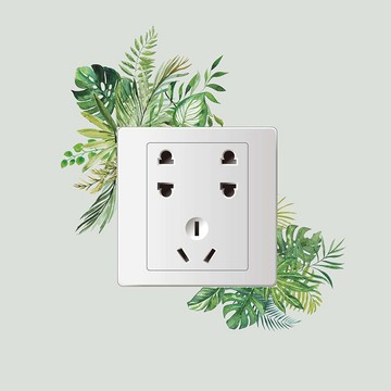 熱帶綠植開關貼客廳玄關家居裝飾牆貼紙自粘QT839