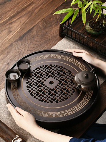 茶盤家用簡約泡茶托盤客廳茶具套裝小茶臺小型儲水茶海圓形干泡臺