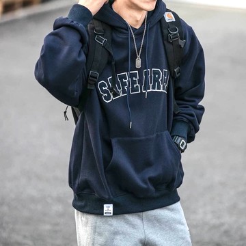 【AMERO】男裝 女裝 長袖刷毛連帽Ｔ恤 英文字印花 情侶裝