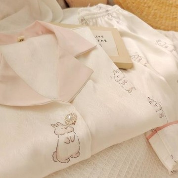 【蜜桃奶兔】可愛冰絲春夏款薄款短袖短褲睡衣套裝家居服睡裙夏款