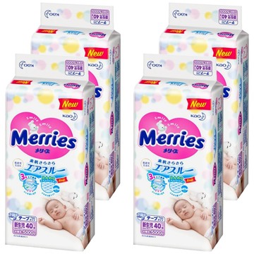 Merries 妙而舒 金緻柔點透氣黏貼型尿布 0~5kg  NB  160片