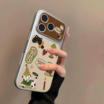 小羊皮時鐘貓狗iPhone蘋果17/18 防摔15/16防護14/13保護殼12/11手機殼 潮