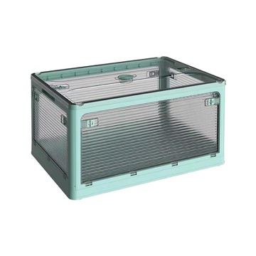 FL 生活+ 75開門多功能附輪可疊加折疊收納箱 70L 4個 超大款(60 x 42 x 34cm) 湖水藍 1組