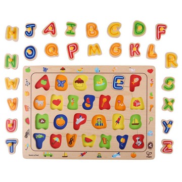 <現貨免等>德國hape愛傑卡木製玩具-大寫英文字母拼圖abc matching puzzle